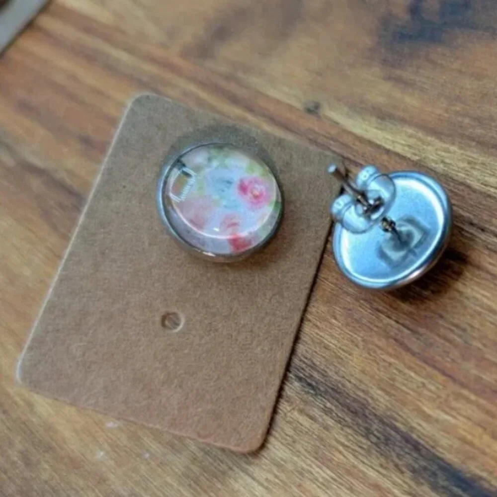 Wholesale Lot of 9 Pairs Floral Bohemian Resin Stud Earrings Glass Resin Everyda